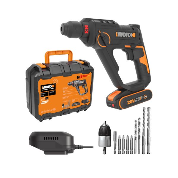 WORX WX391 20V PowerShare Cordless Rotary Hammer Drill