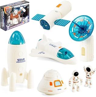 Space Exploration Set 7 Pcs Including 2 Astronaut, Toy Rocket, Space Shuttle - Kids Space Toys with Spaceship, Space Rocket Toys for Children, Space Gifts for Kids