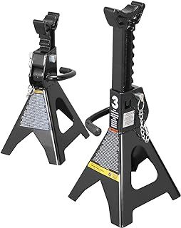 3 Ton (6,000 LBs) Capacity Double Locking Steel Jack Stands, 2 Pack, Black, AT43002AB
