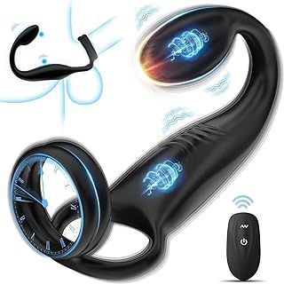 Couples Sex Toys Cock Ring - Erection Vibrator Adult Anal Plug Toys4couples Men & Women with 10 Vibration Modes, Prostate Massager Gay Toy Male Vibrators for Penis Pleasure, Sexual Stimulation Device