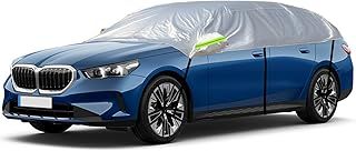 CICMOD Half Car Cover Silver Car Windscreen Side Window Snow Frost Cover Universal Fit Sedan Length Up to 520cm