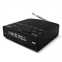 AZATOM Horizon 2 Black DAB+ & FM Radio, Dual Alarm Clock, Bluetooth, USB Mobile Charger, Mains & Battery Powered, Headphone Aux Input