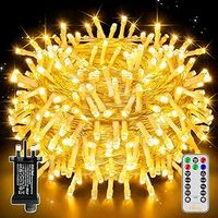 Ollny Christmas Tree Lights, 20m 200 LED Outdoor Fairy Light Mains Powered, Waterproof Warm White String Light with Plug/Remote/8 Modes/Timer, Bright Lighting Indoor/Outside/Garden/Xmas Decorations