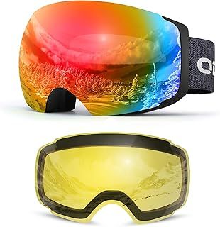 Odoland Unisex Ski Goggles for Men, Women and Boys - Frameless Snowboard Goggles With Magnetic Interchangeable Lens, UV Protection, Anti-fog, Helmet Compatible for Skiing
