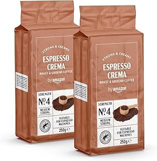 by Amazon Espresso Crema Ground Coffee, 500g (2 x 250g) - Rainforest Alliance Certified