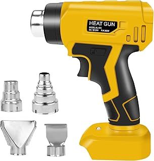 Cordless Hot Air Gun Compatible with Dewalt 20V Battery, Max. 430℃ Cordless Heat Gun with 4 Nozzles for Paint Stripping, Bending Pipes, DIY (No Battery)