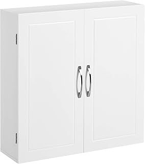 VASAGLE Bathroom Wall Cabinet, Wall-Mounted Bathroom Storage Cabinet, 18 x 60 x 60 cm, Medicine Cabinet with Adjustable Shelves, Cloud White BBC320W01