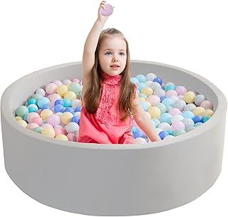 Zedachica Ball Pit for Toddlers 1-3 Memory Foam Ball Pits 35.4''x11.81'' Baby Ball Pit Indoor and Outdoor Game Round Play Ball Pool For Children for Girls and Boys (Grey, NO Balls)