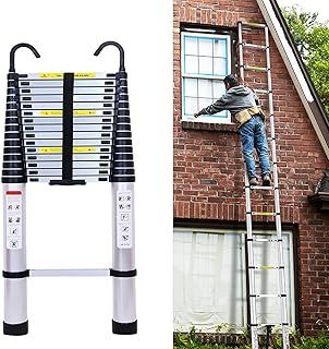20.3FT/6.2M Telescopic Ladder, Portable Aluminium Extension Ladder with Hooks, High Straight Extendable Loft Ladders, 150kg/330 pounds Maximum Capacity