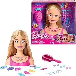 Barbie Doll Styling Head, Blond Hair with 20 Colorful Accessories, Doll Head for Hair Styling