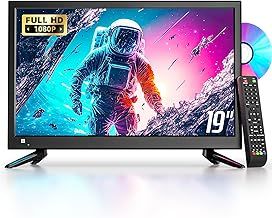 Desobry 19 inch small TV Built-in DVD player, 1080P mini TV with freeview, supports HDMI USB AV input, 12v tvs for motorhomes/campervan/caravan/camping