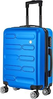 Cabin Suitcase | 34L Carry On Suitcase, Cabin Bag 55x40x20 with Combination Lock | Hard Shell Suitcase with 4 Wheels Cabin Luggage, Cabin Bags 55 x 40 x 20 Approved (Blue)