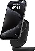 Belkin BoostCharge MagSafe Charger, Magnetic Foldable Wireless Charging Stand 15W, MagSafe-Compatible Portable Fast Charger for Qi2, iPhone 16, 15, 14, 13 & 12 Series, Standy Mode Ready - Black