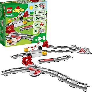 LEGO DUPLO Town Train Tracks Expansion Set, Building Toys for Toddlers with Red Action Brick, Gifts for 2-5 Year Old Boys and Girls 10882