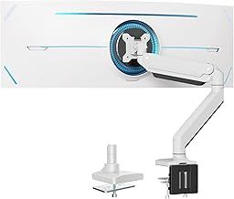 Ultrawide Monitor Arm for 17" to 49" Flat/Curved Screens, Heavy Duty Gas-Assisted Monitor Mount Full Motion Support up to 18kg with VESA 75/100mm-White