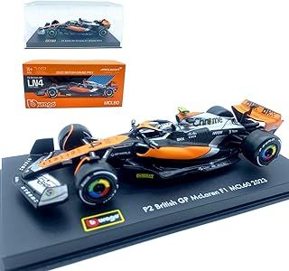 Bburago 1:43 2023 F1McLaren MCL60#4 British GP Lando Norris Alloy Racing Car 1/43 Formula One Model Car Die Cast Adult Collection Vehicles Gift (Hardbound version)