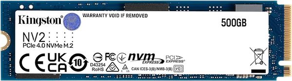 Kingston NV2 NVMe PCIe 4.0 Interna SSD 500GB M.2 2280 - SNV2S/500G