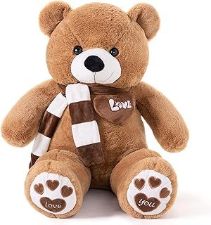 Giant Teddy Bear,80cm XL Stuffed Bear Big Animal Plush Toy,Dark Brown