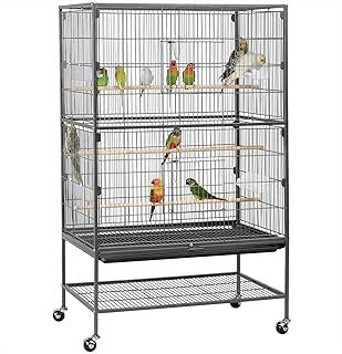 Yaheetech 132cm Large Parrot Bird Cage for Cockatiel Lovebird Durable Frame With Perch Stand and Wheels Black