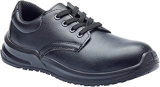 Blackrock Lace-Up Safety Shoes, Mens Womens Steel Toe Cap, Chef, Nursing, Orthopedic, Non-Slip Work Shoes, Work Utility Footwear, Hygiene, Catering, Kitchen Anti-Slip - Size 11 Black