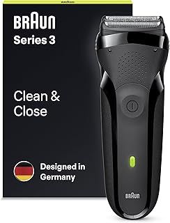 Braun Series 3 Electric Shaver For Men, Electric Razor for Men, UK 2 Pin Plug, 300, Black Razor