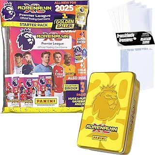 Panini Adrenalyn XL Premier League Soccer Trading Cards 2024-2025 Starter Pack Plus Random Mega Tin & 100 Card Protectors