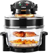 Tower T14048 Vizion Halogen Airwave Low Fat Air Fryer, 1400 W, 17 Litre Capacity with Extender Ring, Black