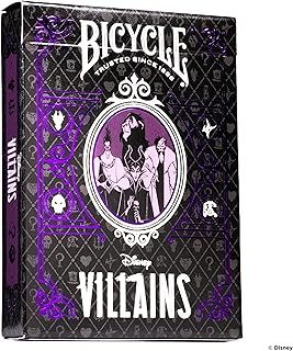 Bicycle Disney Villains Playing Cards - Features 12 Disney Villains Including Scar, Maleficent, Ursula, and More - Green or Purple Playing Cards (Colours May Vary)