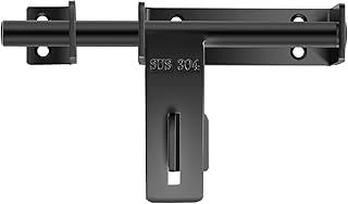 SAYAYO Gate Latch for Wooden Gates Garden Gate Lock Heavy Duty SUS304 Stainless Steel Solid Door Bolt 160MM Length, 13MM Dia Bar Matte Black, EMCX9800-B (Not Including Padlock)