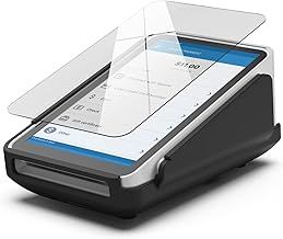 Encased Protective Case and Screen Protector for Square Terminal Card Reader - Rubberized Hard Casing with Non-Slip Base and Tempered Glass (Products) Black