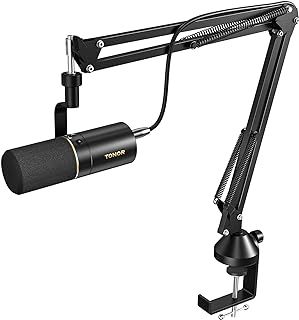 TONOR USB/XLR Microphone, Broadcast-quality Dynamic Studio PC Mic with Boom Arm for Podcasting Recording Gaming Music Streaming Singing Voice-Over Noise Rejection, with 3.5mm Headphones Jack TD510+