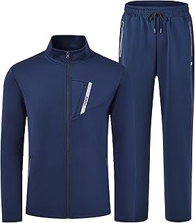 MoFiz Men's Tracksuits Set Gym Jogging Top Bottoms Joggers Workout Fitness Running Sweat-Suits Sportswear Set with Zip Pockets