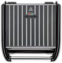 George Foreman Large Electric Steel Grill [Non stick, Healthy, Griddle, Toastie, Hot plate, Panini, BBQ, Energy saving, Vertical storage, Easy clean, Drip tray, Ready to cook light] Grey, 1850W 25051