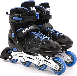 M.Y X-Skate Adjustable Inline Roller Skates with Built In Adjusters Kids Roller Boots for Boys & Girls