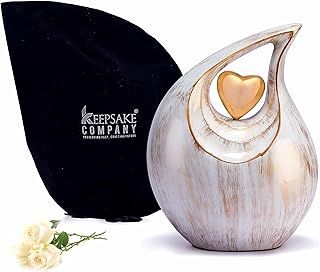 Golden Teardrop Heart Urn for Human Ashes| Cremation Urns Ashes |Urn for Human Ashes | Decorative Cremation Urn | Large | 2.5 Litre Capacity, Purple,white