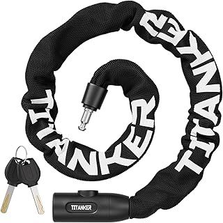 Titanker Bike Chain Lock, Heavy Duty Bicycle Locks, High Security Cycling Locks with 2 Keys, Anti-Theft Lock Chain for Bike Motorcycle, Bicycle, Door, Gate, Fence, Grill (920mm x 6mm)