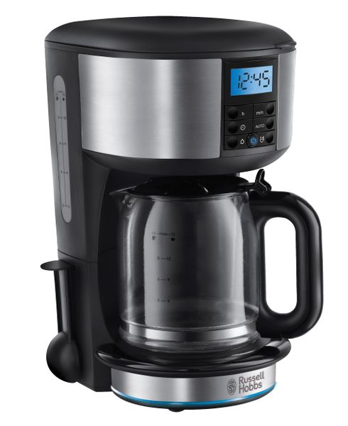 Russell Hobbs Kaffeemaschine [Digitaler Timer, Brausekopf für optimale Extraktion&Aroma] Buckingham (1 bis 10 Tassen, 1,25l Glaskanne, Warmhalteplatte, 1000W) Filterkaffeemaschine 20680-56