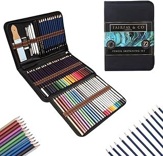 Fairfax & Co 72-Piece Sketching & Drawing Pencil Set | Artist Kit with Shading, Colouring & Charcoal Pencils | Portable Art Supply Case for Kids, Adults & Beginners