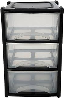 Easy Shopping® BLACK Plastic 3 Tier Drawer Tower Unit Chest Drawer School Office Home Storage