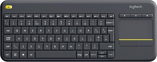 Logitech K400 Plus Wireless Touch TV Keyboard With Easy Media Control and Built-in Touchpad, HTPC Keyboard for PC-connected TV, Windows, Android, Chrome OS, Laptop, QWERTY UK English Layout - Black