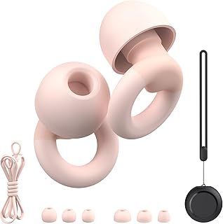Earplugs for Sleeping,Noise Reduction Soft Silicone Earplugs with 7 Pairs Ear Tips&One Connection Cord,Hearing Protection Reusable Earplugs for Sleeping,Concert, Work&Sound Reduction 25dB-30db