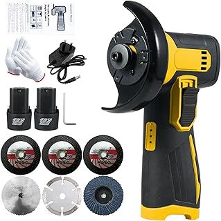 Mini Angle Grinder,Cordless Angle Grinder 12V,Grinding Disc 3 Inch/76mm,Lightweight Angle Grinder 1100g with 2x1.3Ah Batteries,6 Cutting Discs,19500RPM,for Grinding,Cutting and Sanding