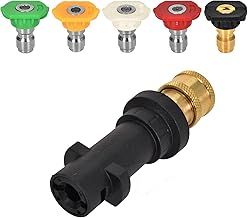 Nramwell Pressure Washer Adapter, 1/4'' Quick Connect Fitting Compatible with Karcher K2-K7, Including 5PCS Multi-Degree Pressure Washer Nozzles, Complete Accessories Kit Car Wash, Courtyard Cleaning