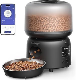 FEELNEEDY Automatic Cat Feeder with APP Control, 2.4GHz WiFi Automatic Pet Feeder Up to 10 Meals per Day, for Dogs and Cats, Food Shortage & Low Battery Alerts, 3L