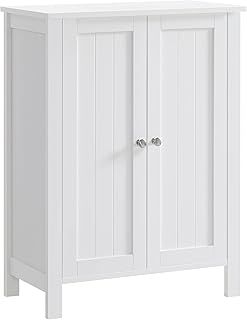 VASAGLE Freestanding Bathroom Floor Storage Cabinet, Storage Cupboard, Bathroom Storage Unit, with 2 Adjustable Shelves, 30 x 60 x 80 cm, White BCB60W