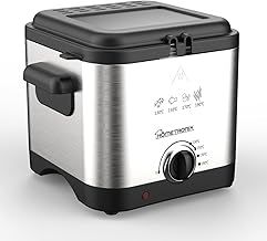 Compact 1.5L Deep Fryer, Chip Pan Fat Fryer - 1000W with Adjustable Thermostat (70ºC-190ºC), Cool-Zone Tech, Stainless Steel, Easy Clean Viewing Window