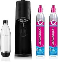 SodaStream Terra Sparkling Water Maker, Sparkling Water Machine & 1L Fizzy Water Bottle, Retro Drinks Maker w.BPA-Free Water Bottle & 2x Quick Connect Co2 Gas Bottles for Home Carbonated Water - Black