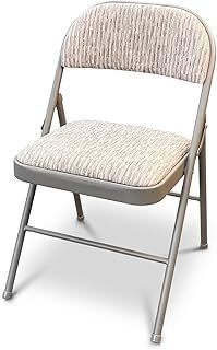 Deluxe Fabric Padded with Heavy Duty Steel Metal Frame Folding Back Rest Chair for Home Garden Office Computer Desk (1 x Folding Chair)