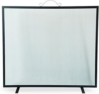Spark Guard 73cm x 76cm Single Panel Fire Guard Fire Place Guard Fire Screen Spark Flame Guard with Top Handle Single Flat Panel Design, Black