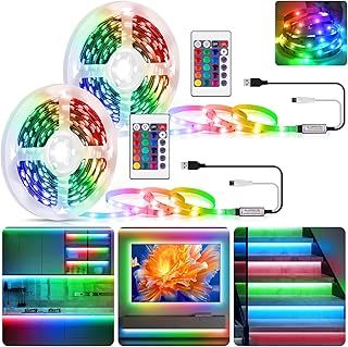LED Strip Lights for TV, 2X5M/16.4ft LED Lights Strip for 32-85in TV LED Backlight, USB Powered Color Changing Lights,5050 RGB LED Lights Strip for TV Backlight Gaming Room Bedroom Decoration(2 Sets)
